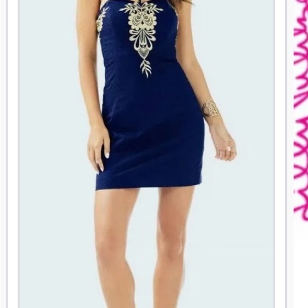 Lilly Pulitzer Navy Dress with Gold Detail